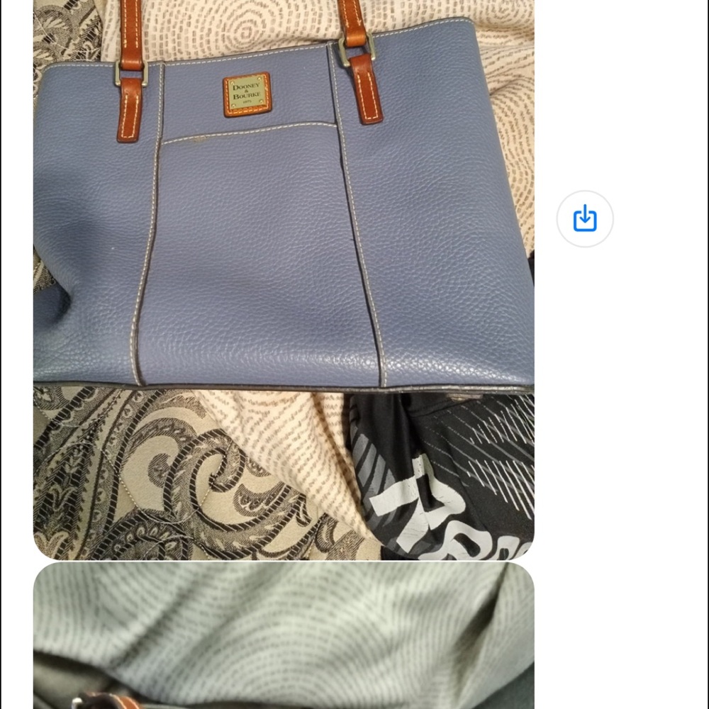 Dooney & Bourke Slate Blue Tote with Tan Handles